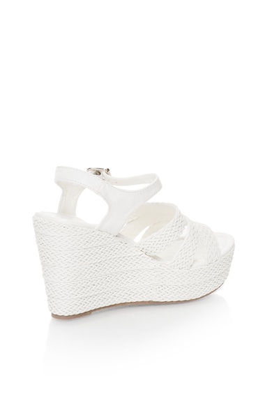 Oakoui Sandale wedge albe cu design impletit Femei