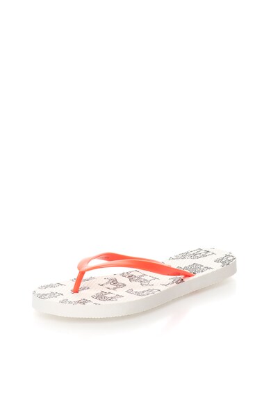 Undercolors of Benetton Papuci flip-flop oranj mandarina si alb prafuit cu imprimeu Femei