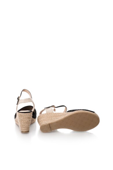 Laura Biagiotti Sandale wedge tip espadrile negre cu strasuri Femei