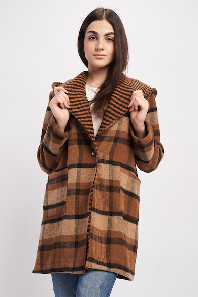 Timeout Palton din amestec de lana cu model in carouri Femei