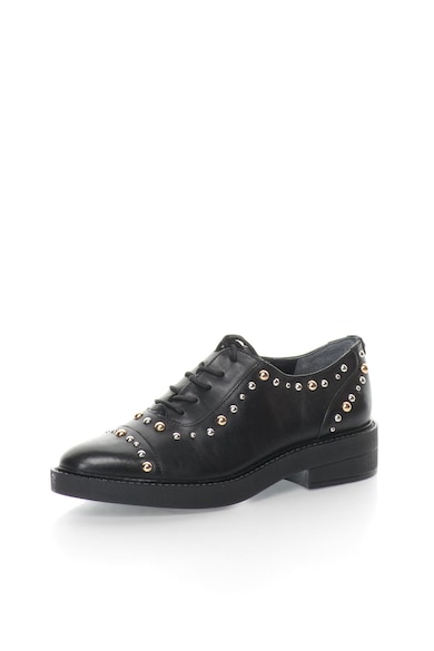 GUESS Pantofi Oxford negri de piele cu tinte Femei