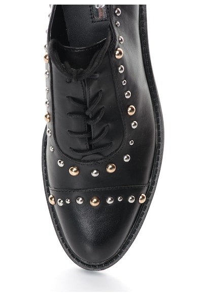 GUESS Черни кожени обувки Oxford с капси Жени