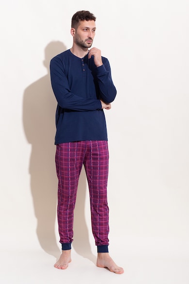 Sofiaman Pijama din amestec de modal cu pantaloni lungi Chess Barbati