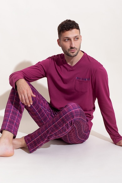 Sofiaman Pijama din amestec de modal cu model in carouri Chess Barbati