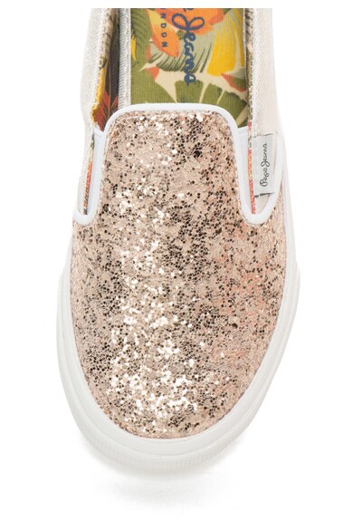 Pepe Jeans London Pantofi slip-on aurii stralucitori Fete