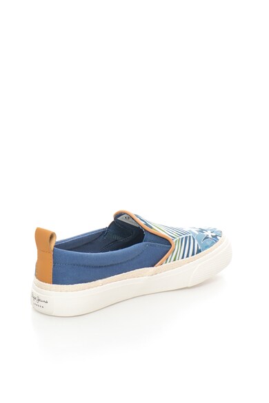 Pepe Jeans London Pantofi slip-on albastru prafuit cu imprimeu vegetal Traveler Fete