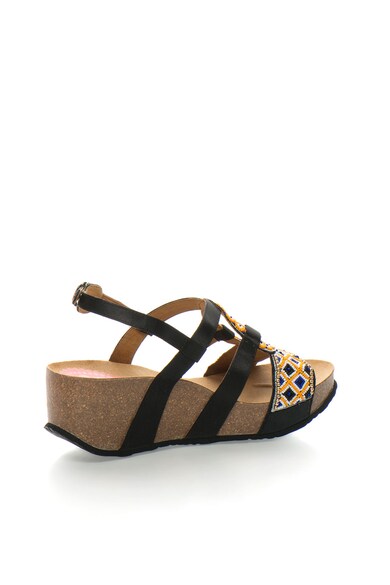 DESIGUAL Sandale wedge negre cu design cu margele Anissa Femei