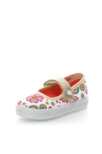 DESIGUAL Pantofi Mary Jane alb si fucsia cu desene Roller Fete