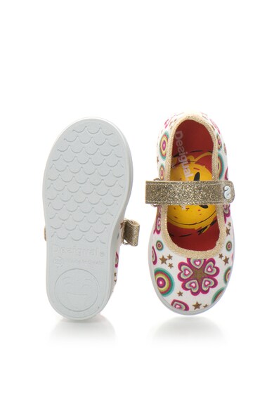 DESIGUAL Pantofi Mary Jane alb si fucsia cu desene Roller Fete