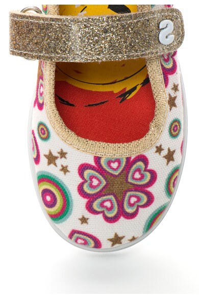 DESIGUAL Pantofi Mary Jane alb si fucsia cu desene Roller Fete