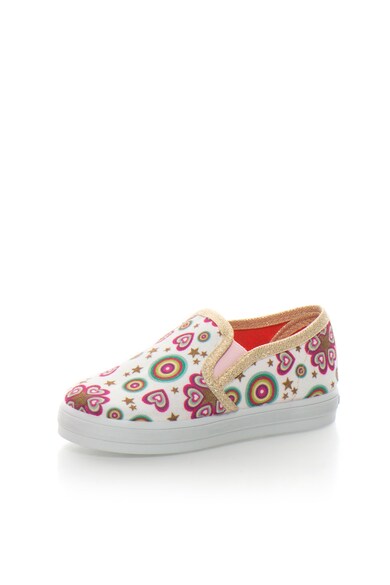 DESIGUAL Pantofi slip-on alb si fucsia cu desene Fete