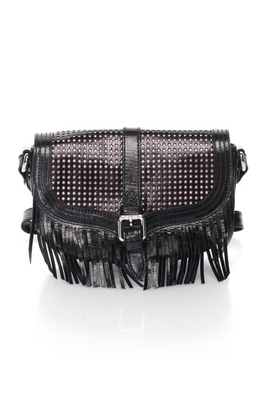 JUST CAVALLI Geanta crossbody neagra de piele cu franjuri n/a Femei