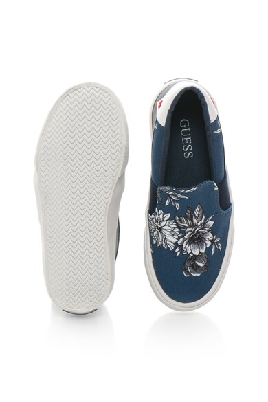 Guess Pantofi slip-on bleumarin si alb cu model floral Fete