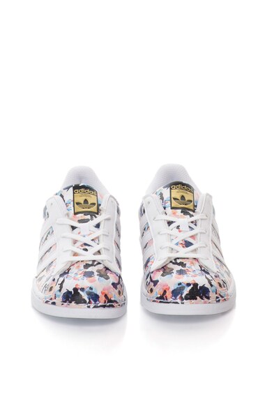 adidas Originals Pantofi sport albi cu imprimeu acuarela Superstar Fete