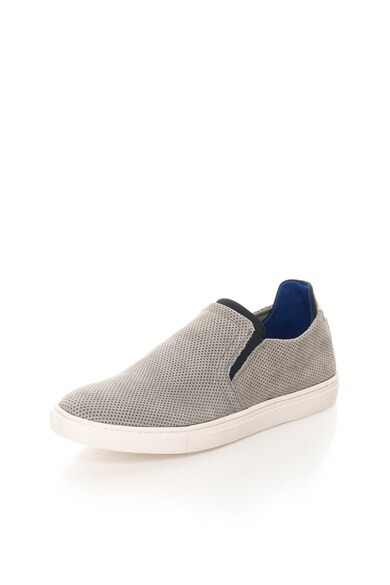 Replay Pantofi slip-on gri de piele nabuc Rolling Barbati