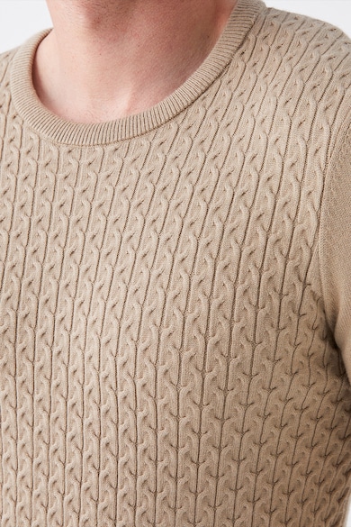 LC WAIKIKI Kerek nyakú csavart kötésmintás pulóver férfi