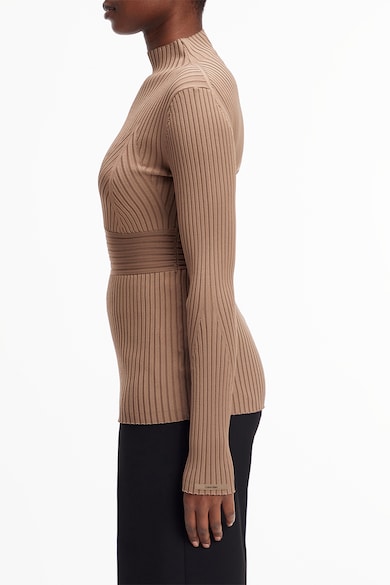 CALVIN KLEIN Bordázott szűk fazonú pulóver kivágással a hátoldalán női