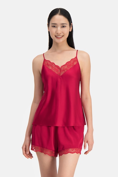 Pantaloni scurti de pijama - din amestec de matase - Rosu inchis