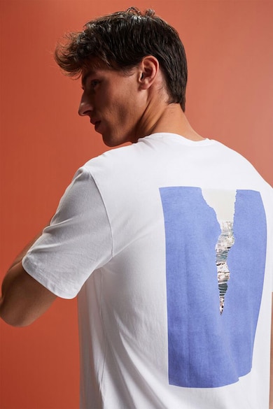 Esprit Памучна тениска с щампа на гърба Мъже