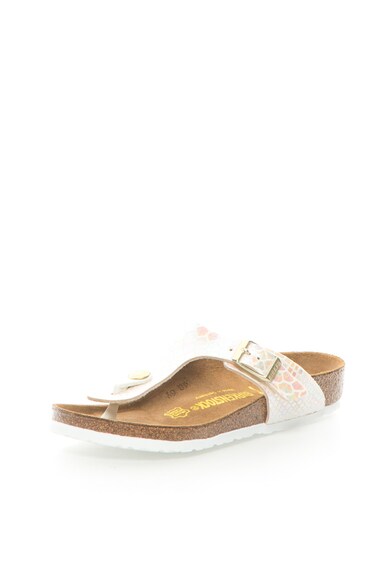 Birkenstock Papuci flip-flop albi cu irizatii si calapod ingust Fete