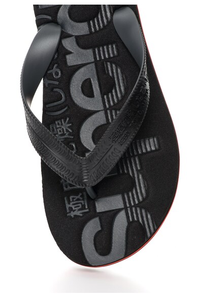 SUPERDRY Papuci flip-flop negri cu garnituri rosii Scuba Barbati