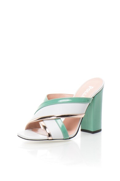 Pollini Papuci verde menta cu auriu rose de piele lacuita Femei