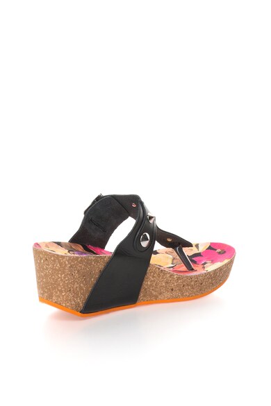 Oakoui Papuci flip-flop wedge negri de piele cu tinte Femei