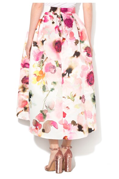 Closet LONDON Fusta midi alba cu model floral multicolor Femei