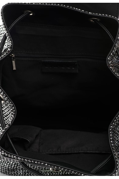 Oakoui Rucsac negru si argintiu de paie cu aplicatie multicolora Femei