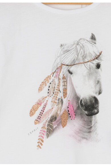 Esprit Tricou alb cu cai imprimati si detalii stralucitoare Fete