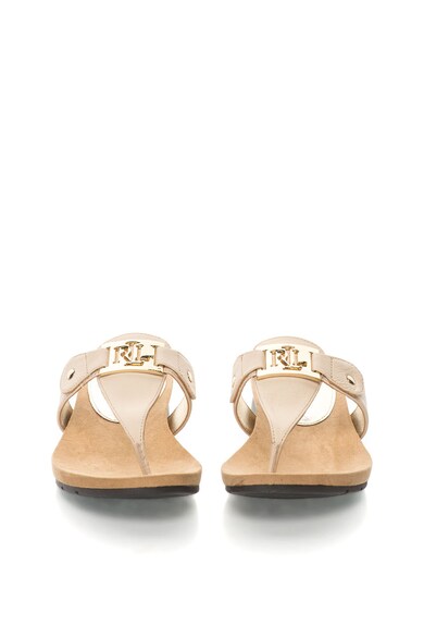 Lauren Ralph Lauren Papuci flip-flop bej de piele Lakin Femei