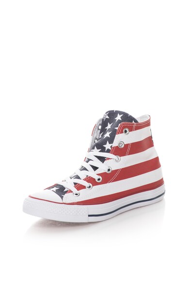 Converse Unisex Fehér & Piros Magas Szárú Cipő USA Zászlós Mintával férfi