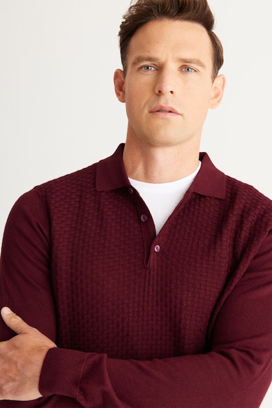 AC&Co Finomkötött pulóver gombos hasítékkal férfi