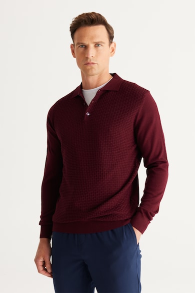 AC&Co Finomkötött pulóver gombos hasítékkal férfi