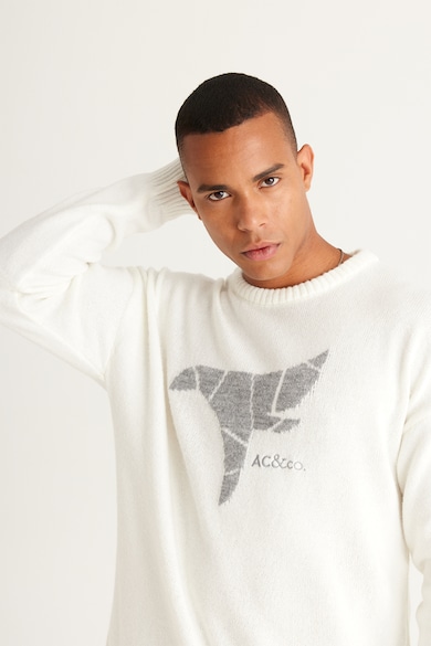AC&Co Bő fazonú pulóver kerek nyakrésszel férfi