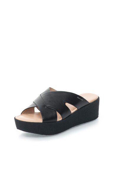 Gant Papuci wedge negri de piele Judith Femei