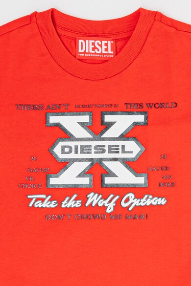 Diesel Tricou cu decolteu la baza gatului si imprimeu logo Baieti
