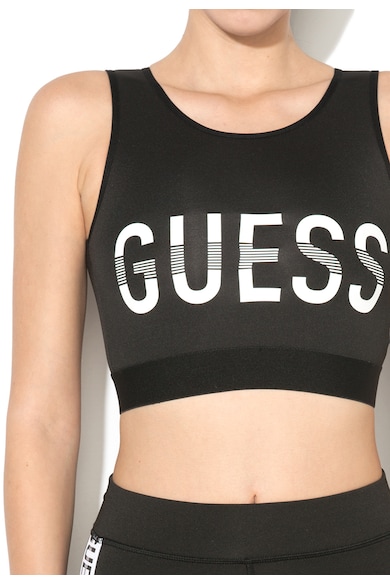 GUESS Top crop negru cu logo Femei