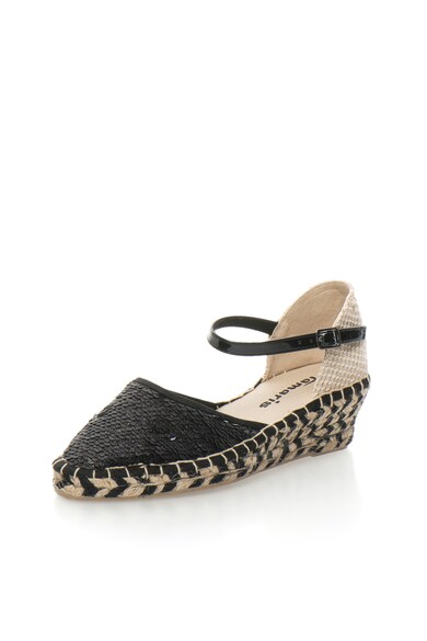 Tamaris Espadrile wedge D'Orsay negru cu bej Femei