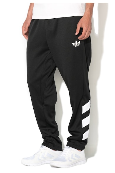 adidas Originals Pantaloni sport negri cu dungi emblematice albe Trefoil Barbati