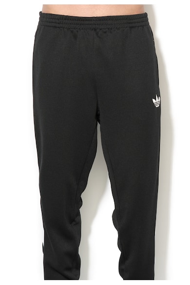 adidas Originals Pantaloni sport negri cu dungi emblematice albe Trefoil Barbati