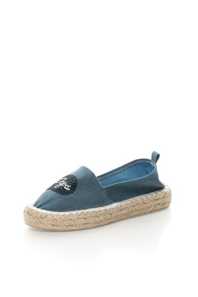 Colors of California Espadrile flatform, din denim cu strasuri Femei