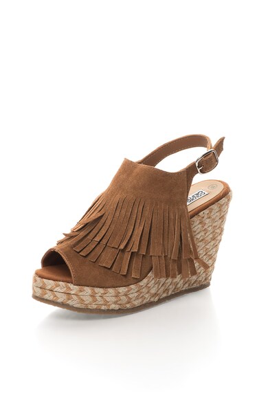 Colors of California Sandale slingback wedge maro de piele intoarsa Femei