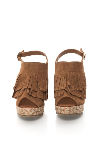 Colors of California Sandale slingback wedge maro de piele intoarsa Femei