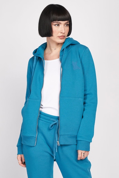 KVL by KENVELO Cipzáros egyszínű pulóver kapucnival női