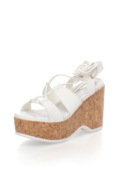 Francesco Milano Sandale wedge albe cu siret Femei