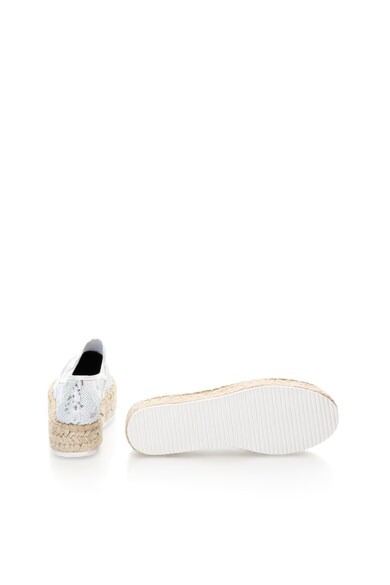 Francesco Milano Espadrile flatform alb si argintiu cu paiete reversibile Femei