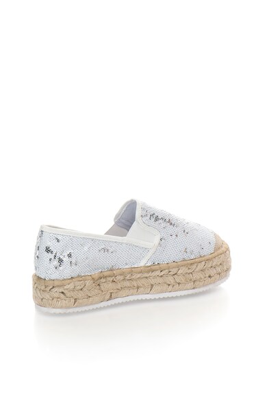 Francesco Milano Espadrile flatform alb si argintiu cu paiete reversibile Femei