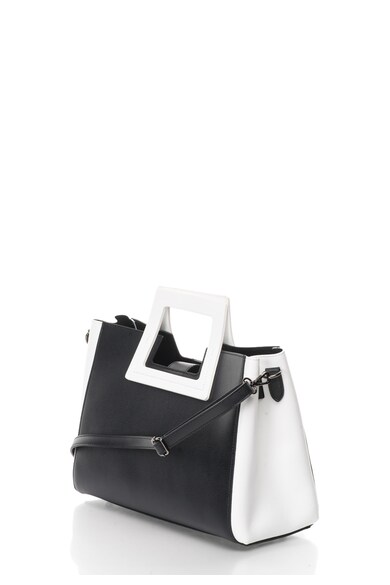 Zee Lane Geanta negru cu alb de piele cu design minimalist Femei