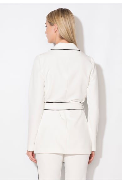 Zee Lane Collection Sacou alb unt cu garnituri negre Femei